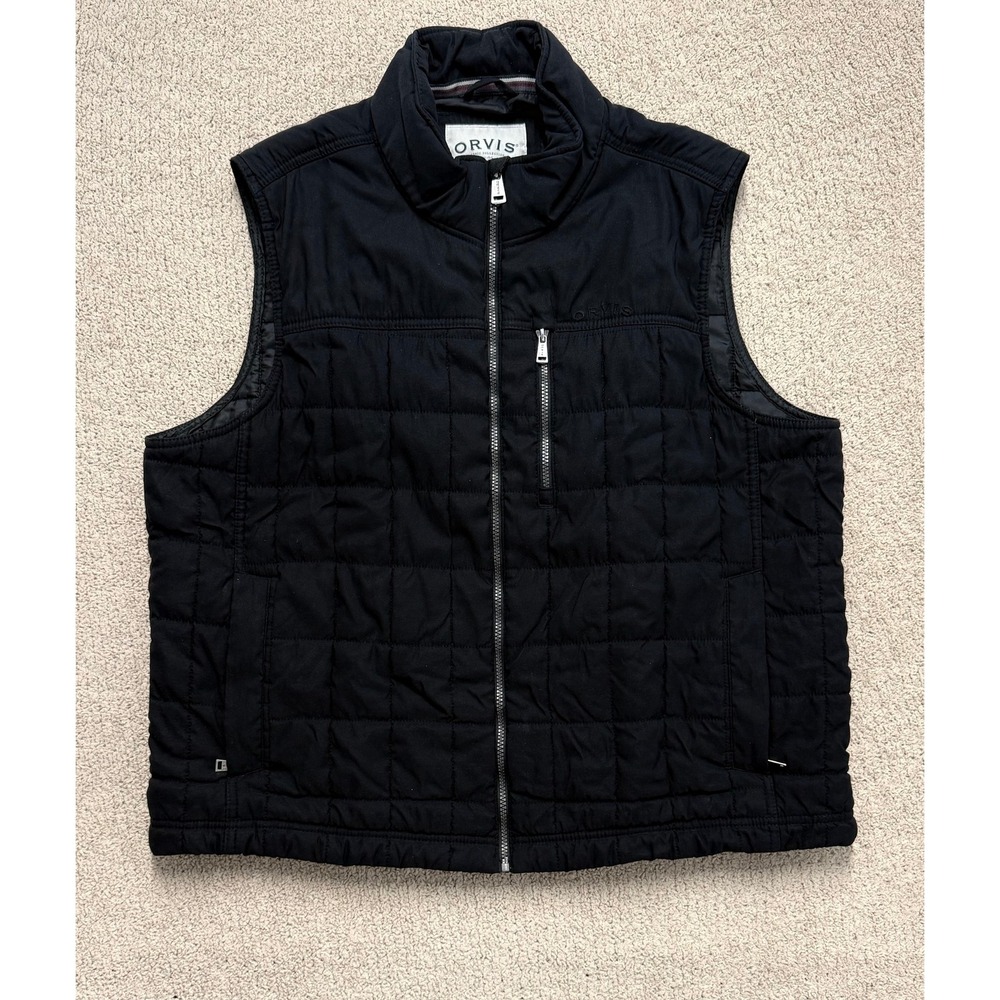 Orvis Classic Collection Quilted Vest Men XL Black Full Zip